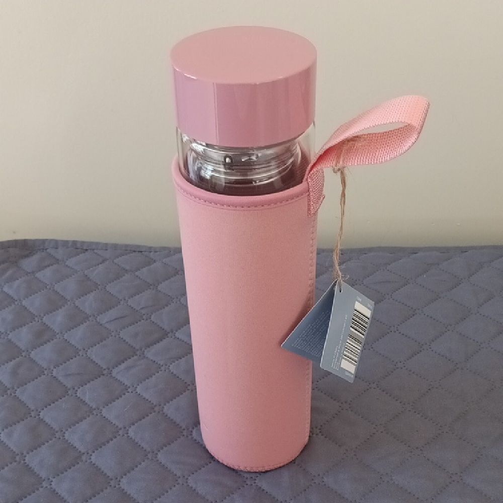 NWT Croton Double Wall Glass Cold Brew Bottle - Blue and Pink